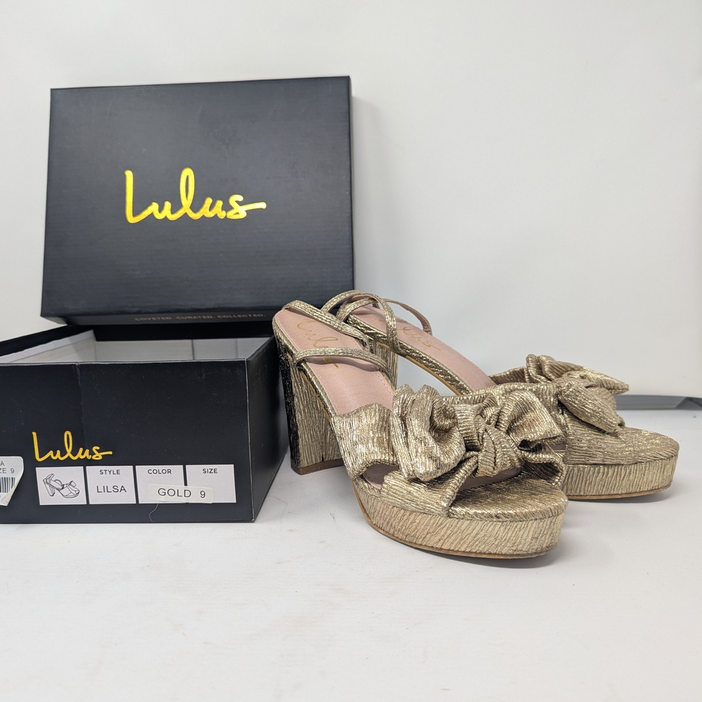 Lulu's Gold Heels Elegant Platform Shoes
